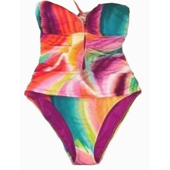 Bleu Rod Beattie 6 One-Piece Swimsuit Splash Out Colorful Tie-Dye Swimwear - Picture 7 of 8
